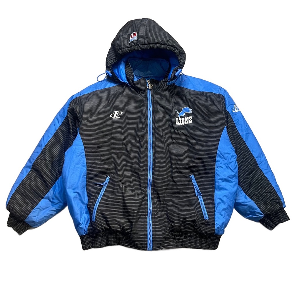 Vintage Detroit Lions Winter Coat Zip Up Pro Line Logo Athletic NFL